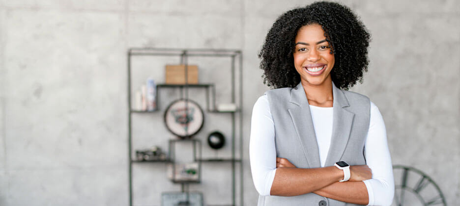 happy female office worker 